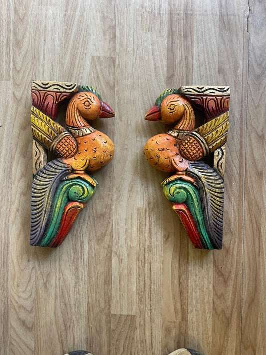 Avian Grace Yellow – Handcrafted Wooden Bird Panel (Pair)