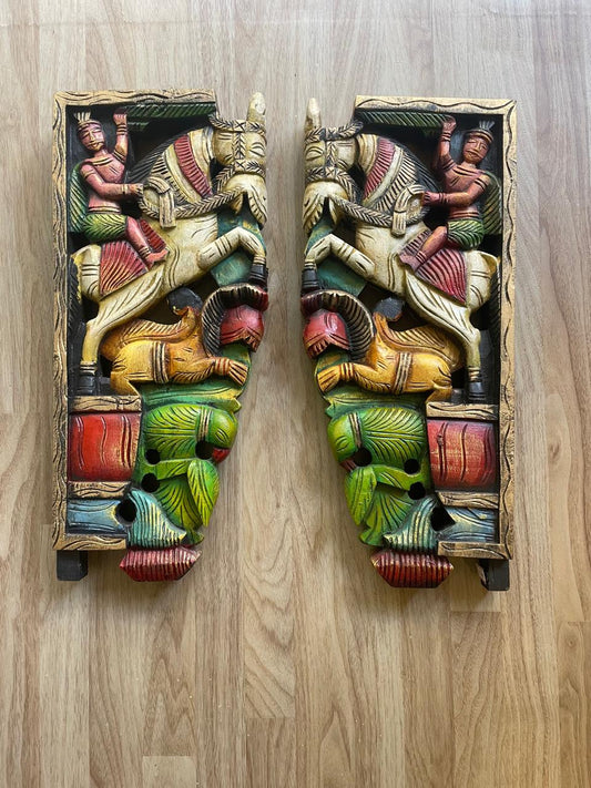 Yodha – Handcarved Wooden Panel (Pair)