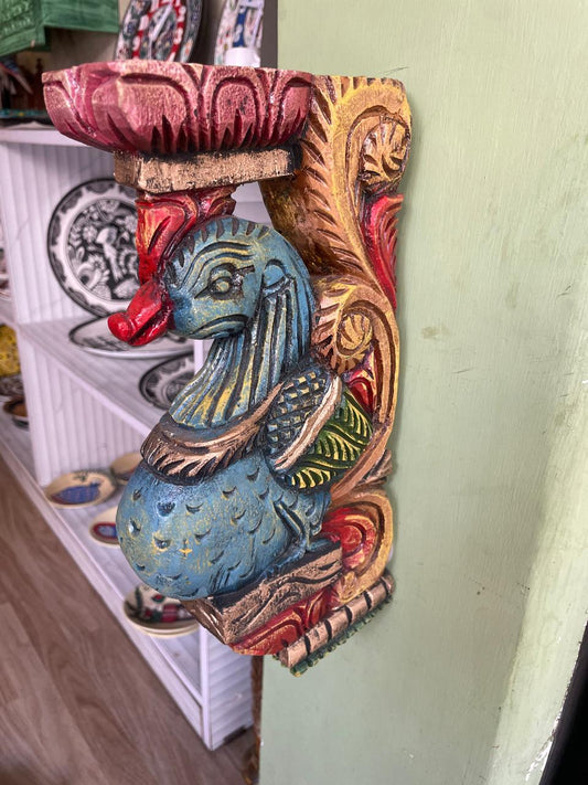 Avian Grace Blue – Handcrafted Wooden Bird Panel (Pair)