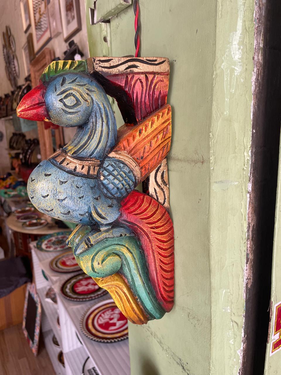 Avian Grace Blue and Green – Handcrafted Wooden Bird Panel (Pair)