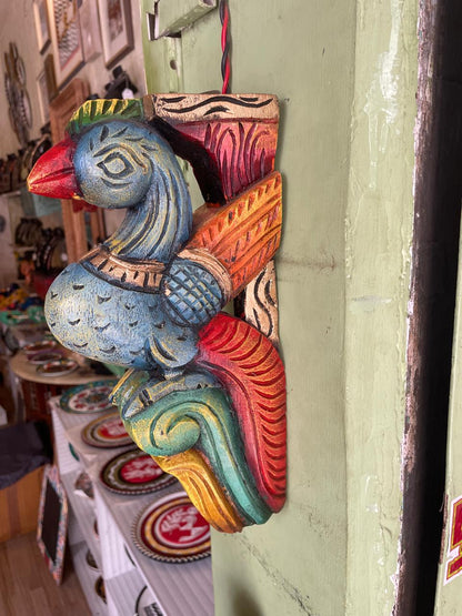 Avian Grace Blue and Green – Handcrafted Wooden Bird Panel (Pair)