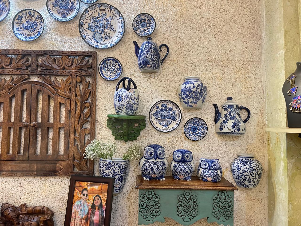 Ceramic Owl Trio – Indigo Blue Décor Set (Set of 3)