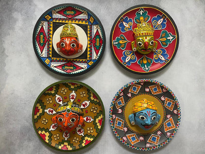 Cherial Mask Wall Plate Set – Handcrafted Tribal Story Art (Set of 4)
