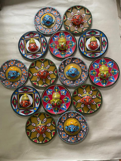 Cherial Mask Wall Plate Set – Handcrafted Tribal Story Art (Set of 4)
