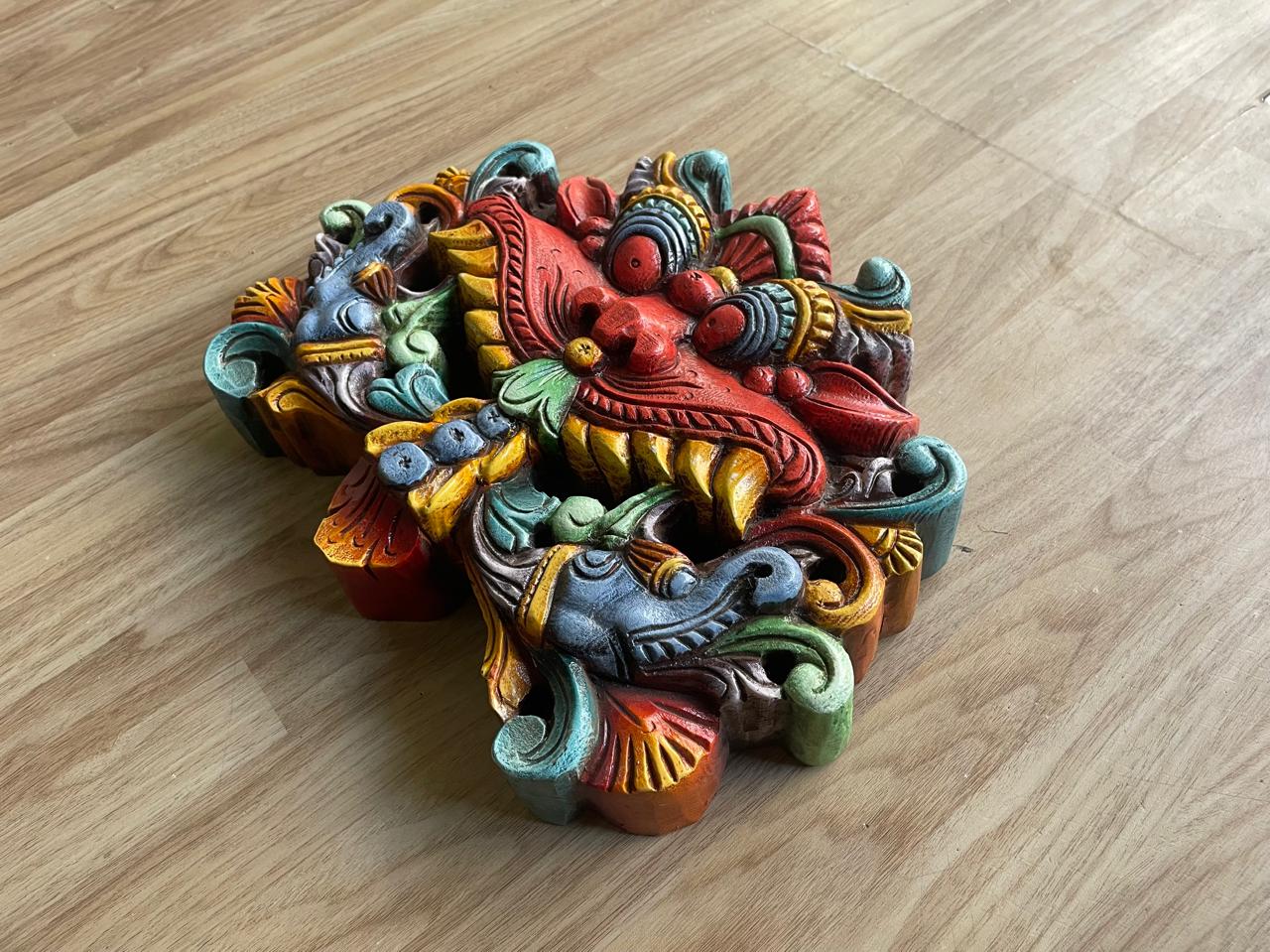 Raksha Vira – Handcarved Wooden Guardian Mask