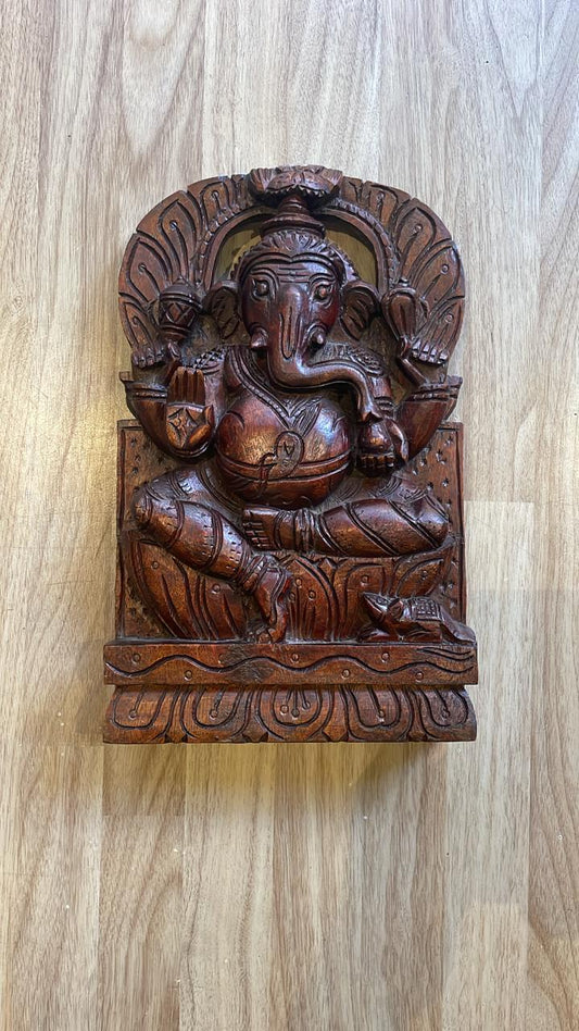Sacred Ganesha (M)– Handcrafted Heritage Wood Decor / Culture Aisle India