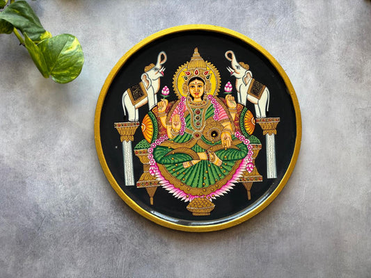 Mahalakshmi Darshan – Handpainted Pichwai Wallplate (12 Inch)