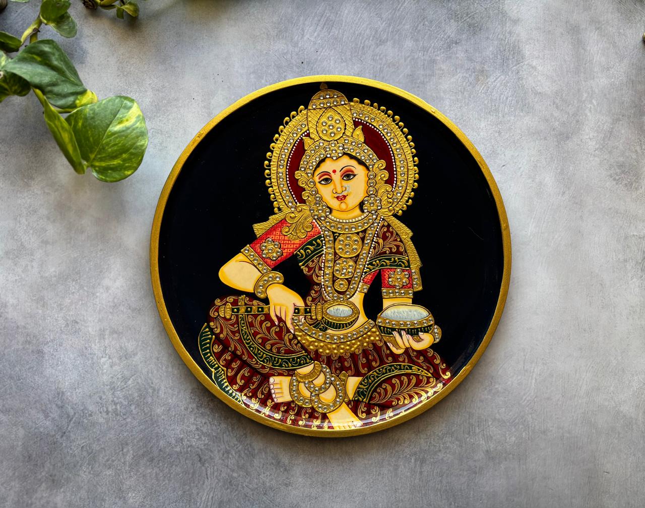 Annapurna Grace – Handpainted Pichwai Wallplate (12 Inch)