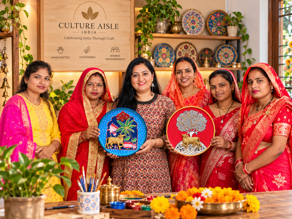 Handcrafted Cherial Mask & 3D Textured Wall Art Gift Hamper | Culture Aisle India