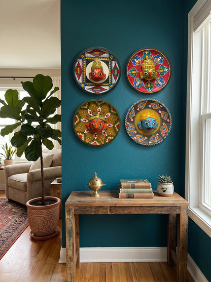 Cherial Mask Wall Plate Set – Handcrafted Tribal Story Art (Set of 4)
